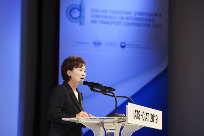 김현미 장관, ICAO 항공운송심포지엄 및 국제항공협력콘퍼런스 2019 개회식 참석