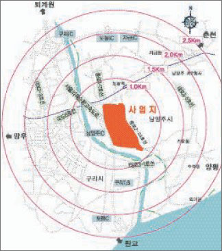 남양주 가운지구 위치도