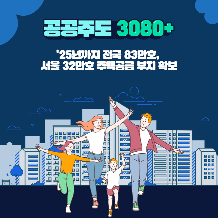 공공주도 3080+ 25년까지 전국 83만호, 서울 32만호 주택공급 부지 확보