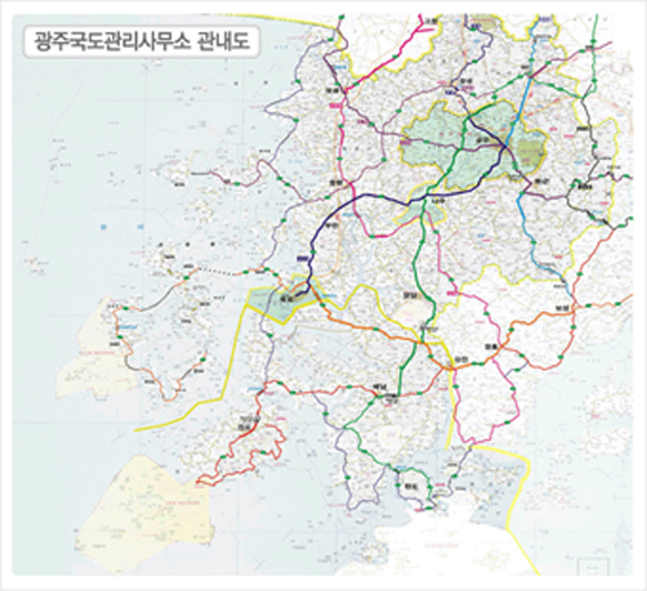 광주국도관리사무소 관내도 이미지