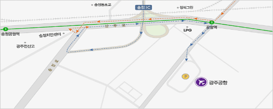 광주공항 위치도