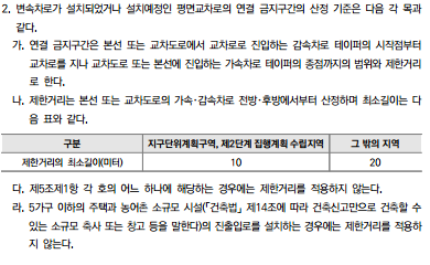 교차로 연결 금지구간 산정기준(제6조제3호 관련)