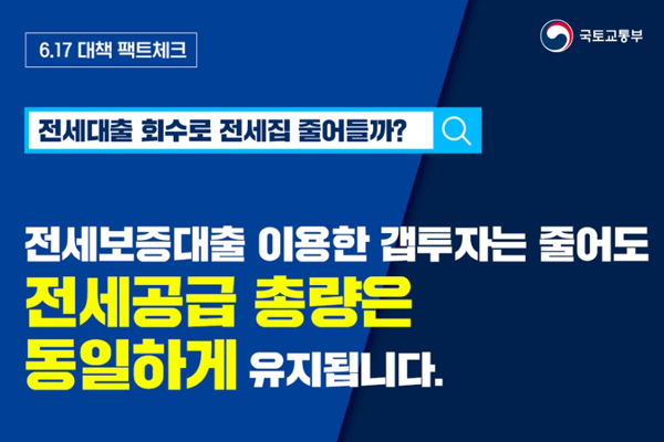 6.17 대책 팩트체크 ④  전세보증대출 이용한 갭투자자의 전세대출 회수하면 전세물량이 부족하다?