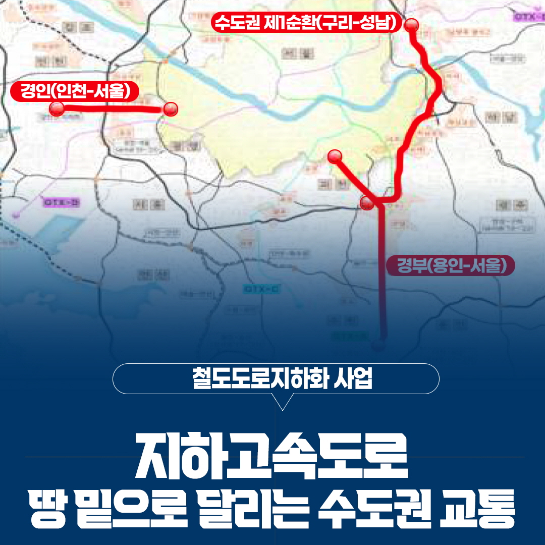 철도도로지하화 사업
지하고속도로 땅 및으로 달리는 수도권 교통