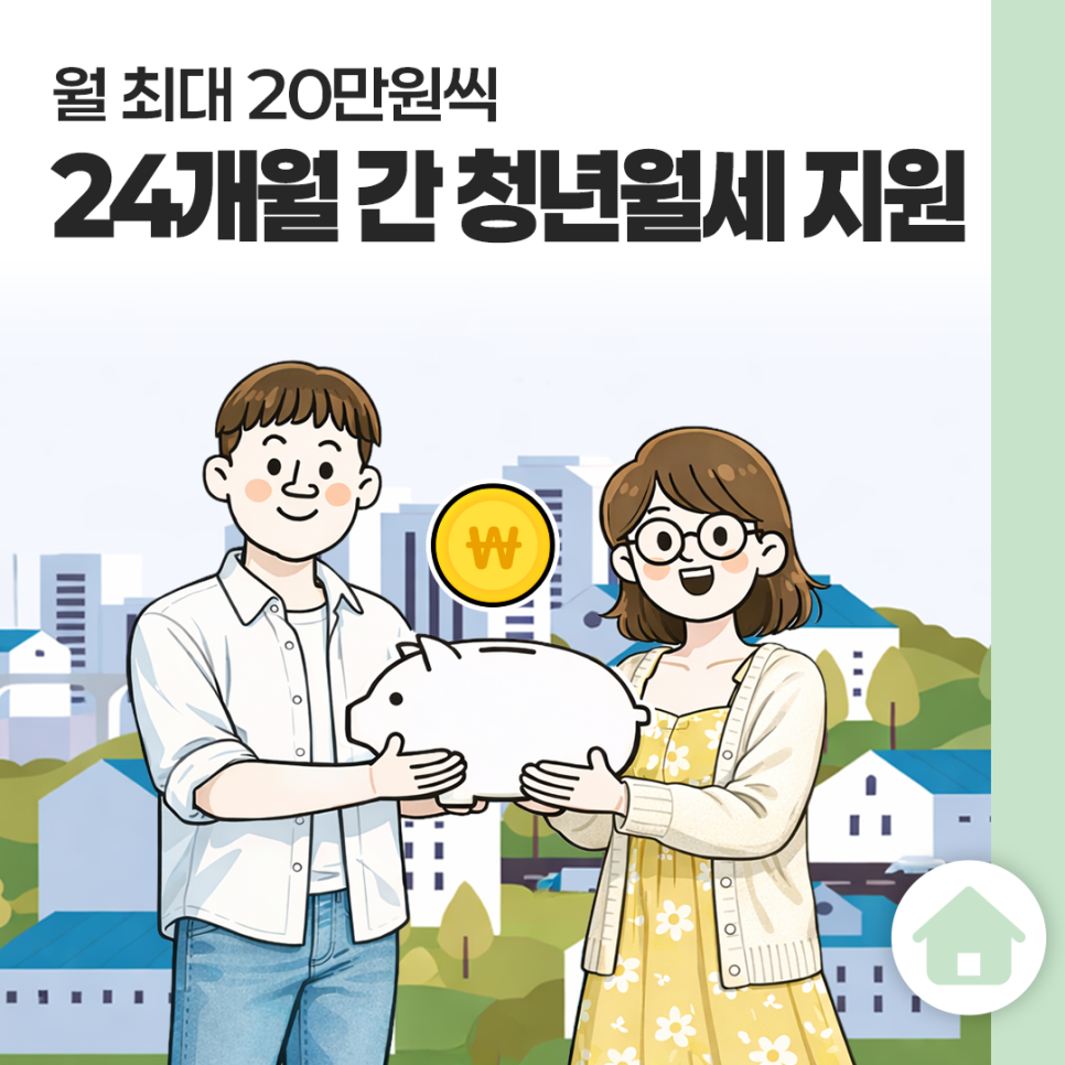 월 최대 20만원씩
24개월 간 청년월세 지원